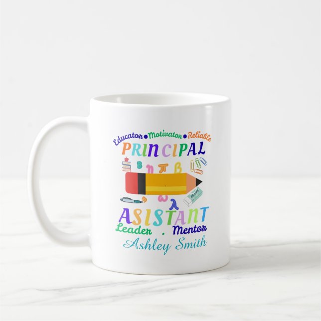 Personalized principal assistant teacher's day coffee mug (Left)