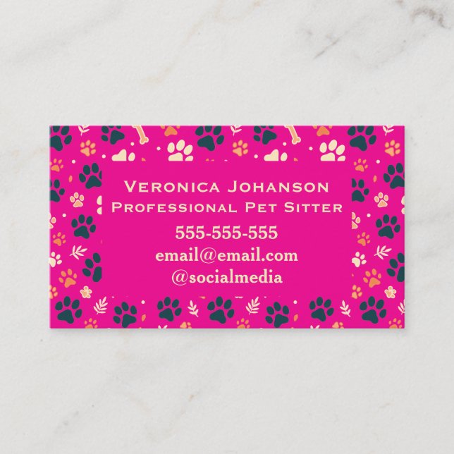 Personalized Professional Pet Sitter Business Card (Front)