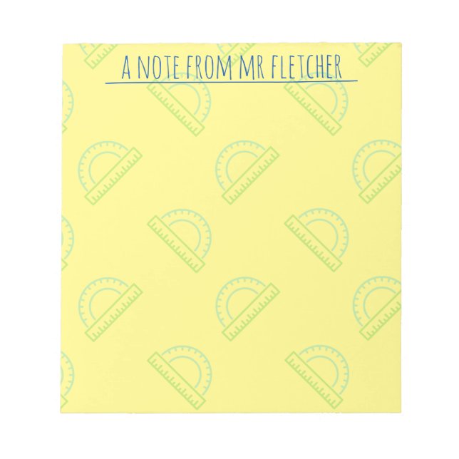 Personalized Protractor Math Pattern Notepad (Front)