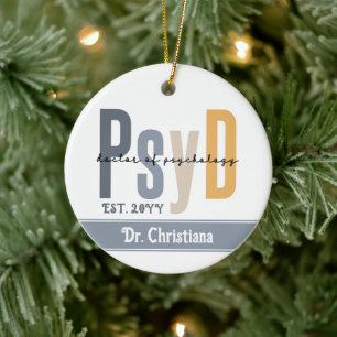 Personalized PsyD Doctor of Psychology Graduation Ceramic Tree Decoration