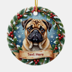 Personalized Pug Christmas Ceramic Tree Decoration