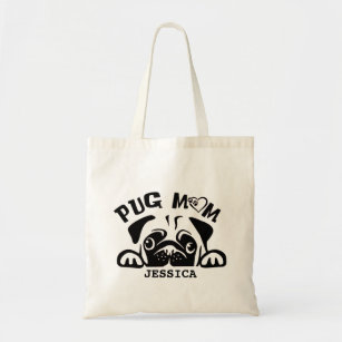 Personalized Pug Mom Graphic Tote Bag