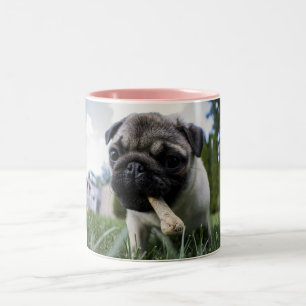 Personalized Pug Photo Dog Lover Two-Tone Coffee Mug