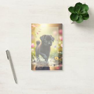 Personalized Pug Puppy Floral Sticky Note Pad
