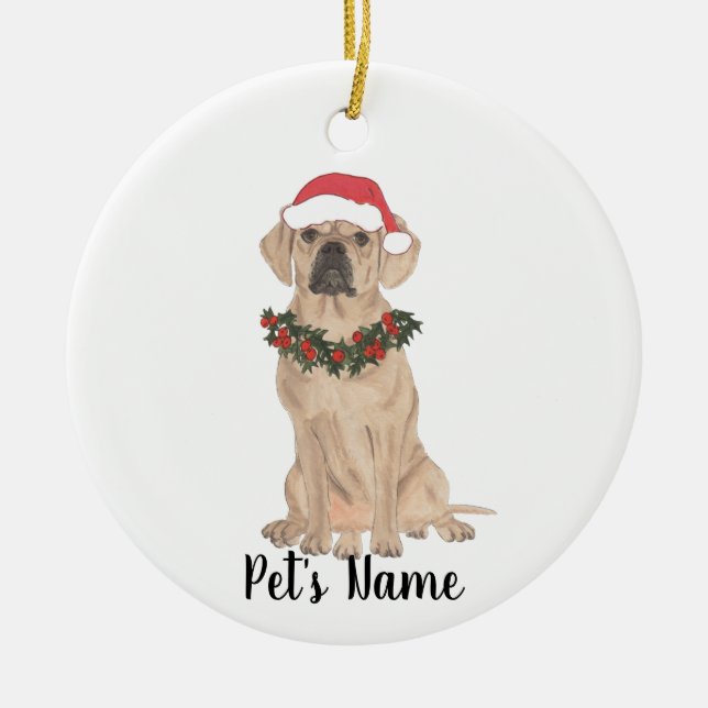 Personalized Puggle Ceramic Tree Decoration (Front)
