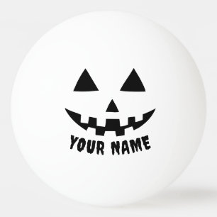 Personalized Pumpkin Halloween Name Black & White Ping Pong Ball