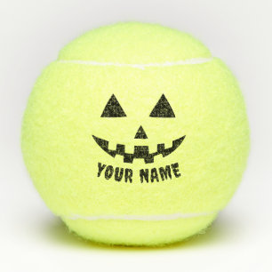 Personalized Pumpkin Halloween Name Black & White Tennis Balls