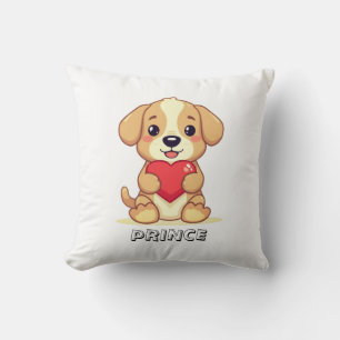 Personalized Puppy Valentine Throw Pillow