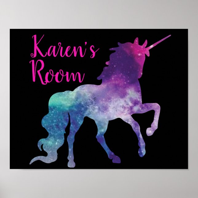 Personalized Purple and Blue Magical Unicorn Poster (Front)