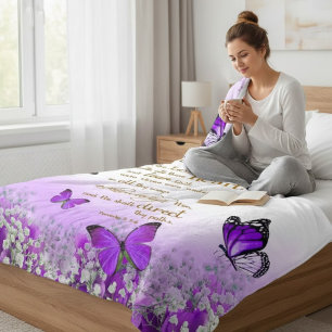 Personalized Purple Butterfly Proverbs 3:5-6 Relig Fleece Blanket