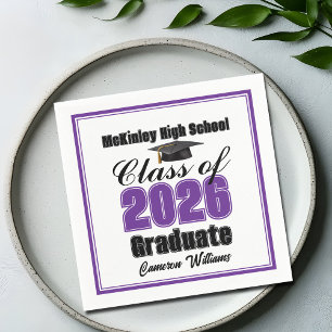 Personalized Purple Class of 2026 Graduation Party Napkin