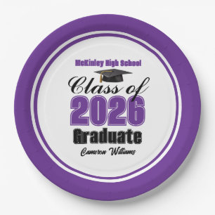 Personalized Purple Class of 2026 Graduation Party Paper Plate