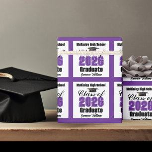 Personalized Purple Class of 2026 Graduation Wrapping Paper