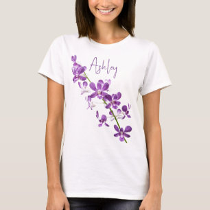 Personalized purple dendrobium orchid art T-Shirt