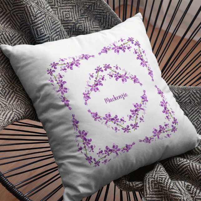 Personalized Purple Dendrobium Orchids Motif Cushion (Creator Uploaded)