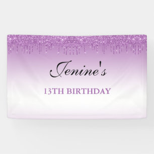 Personalized Purple Dripping Glitter Birthday Bann Banner