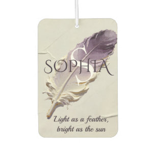 Personalized Purple Feather Custom Name Monogram Car Air Freshener