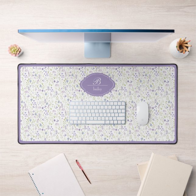 Personalized Purple Floral Desk Mat (Office 1)