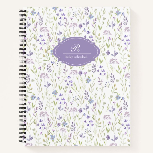 Personalized Purple Floral Notebook (Front)