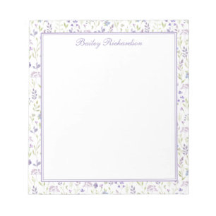 Personalized Purple Floral Notepad