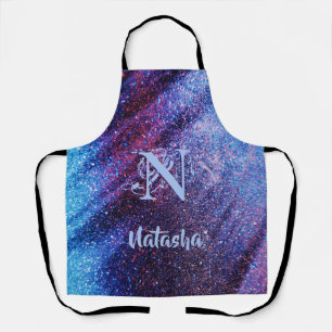 Personalized Purple Glitter  Apron