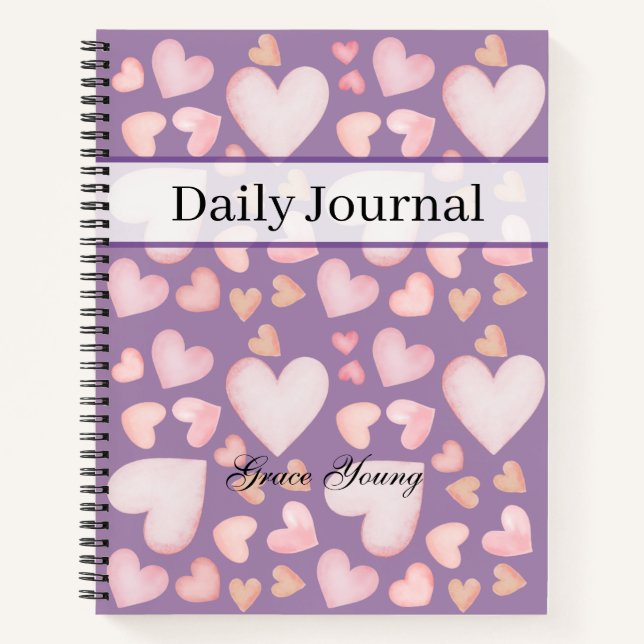 Personalized Purple Heart Daily Journal Custom (Front)