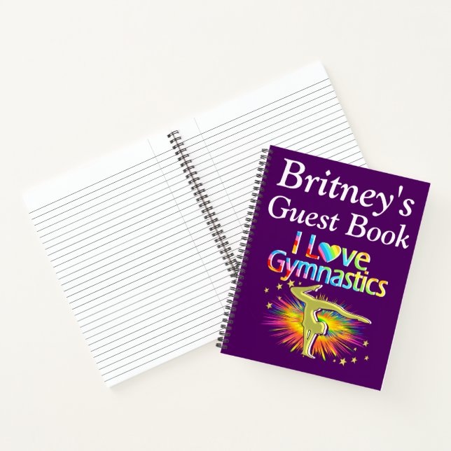 PERSONALIZED PURPLE I LOVE GYMNASTICS GUEST BOOK (Inside)