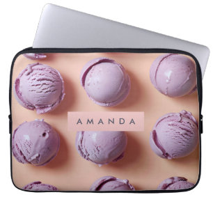 Personalized Purple Ice Cream Scoop  Laptop Sleeve