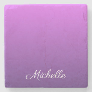 Personalized purple ombre stone coaster