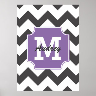 Personalized Purple Power Chevron Pattern Poster