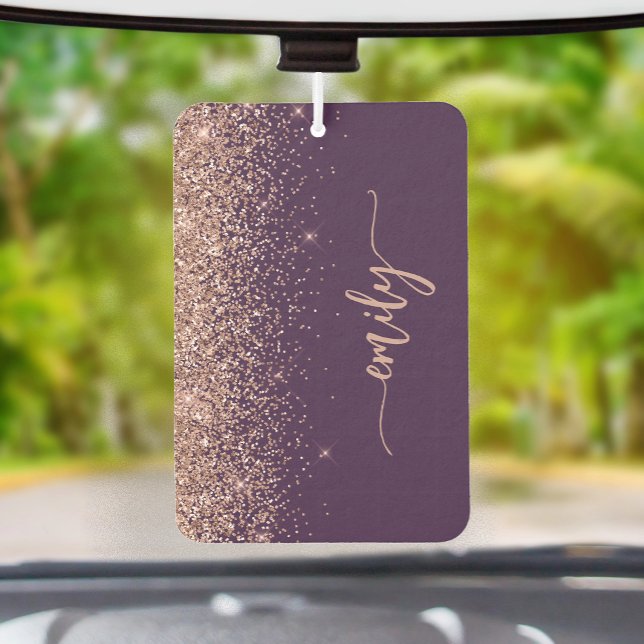 Personalized Purple Rose Gold Glitter Car Air Freshener (Creator Uploaded)