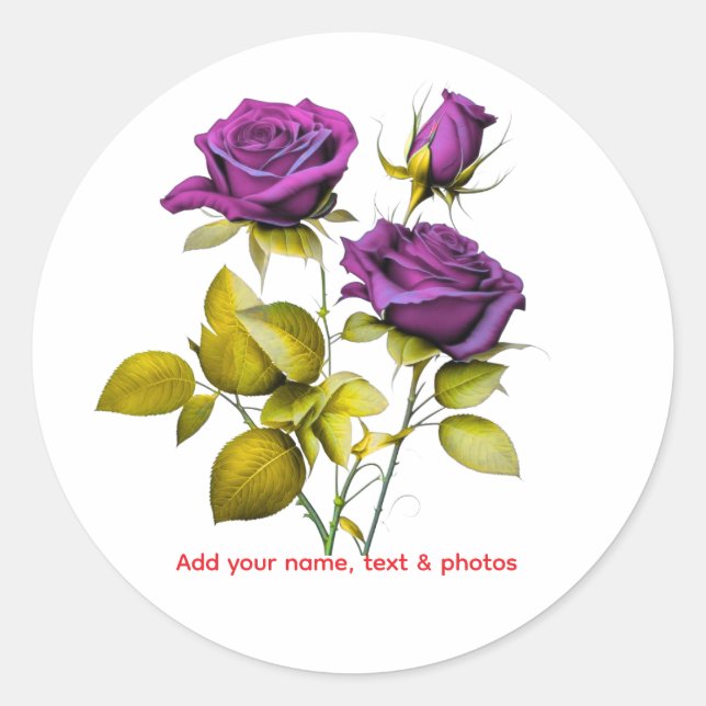 Personalized Purple Rose Sticker | Add Your Name (Front)
