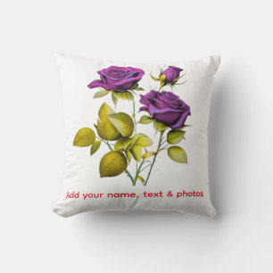 Personalized Purple Rose Template Add Your text Cushion
