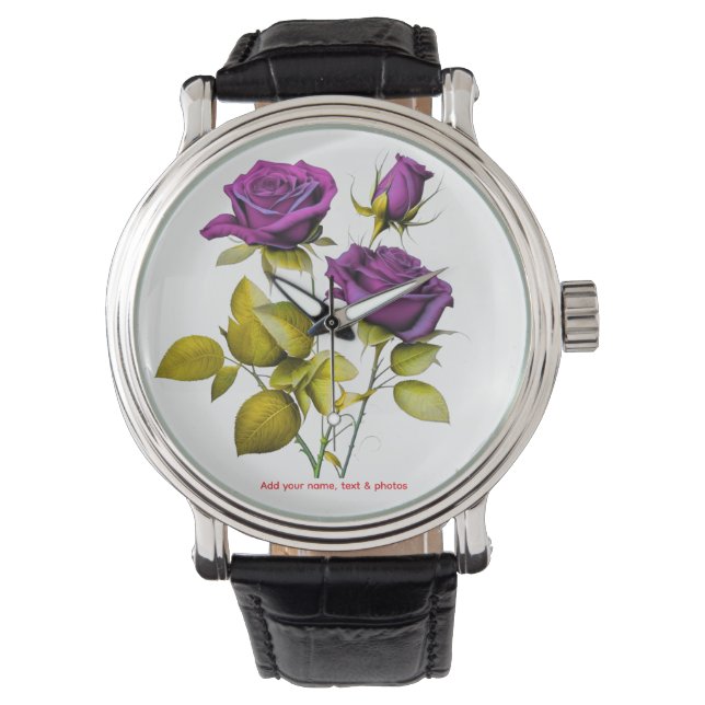 Personalized Purple Rose Watch | Add Your Name (Front)