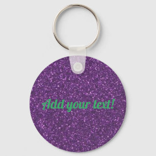 Personalized purple sparkling glitter key ring