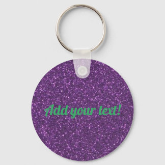 Personalized purple sparkling glitter key ring
