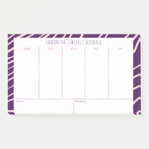 Personalized Purple Weekly Class Schedule Post-it Notes