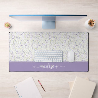 Personalized Purple Wildflower Monogram Desk Mat