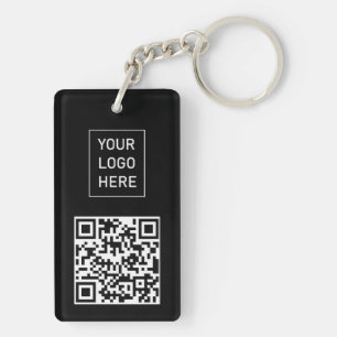 Personalized QR Code Business Card Your Logo Black Key Ring