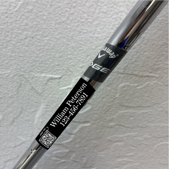 Personalized QR code Golf Club, equipment Labels  (Golf Club Labels - Set of 32 Personalised Vinyl stickers, Golf equipment labels, laminated labels, )