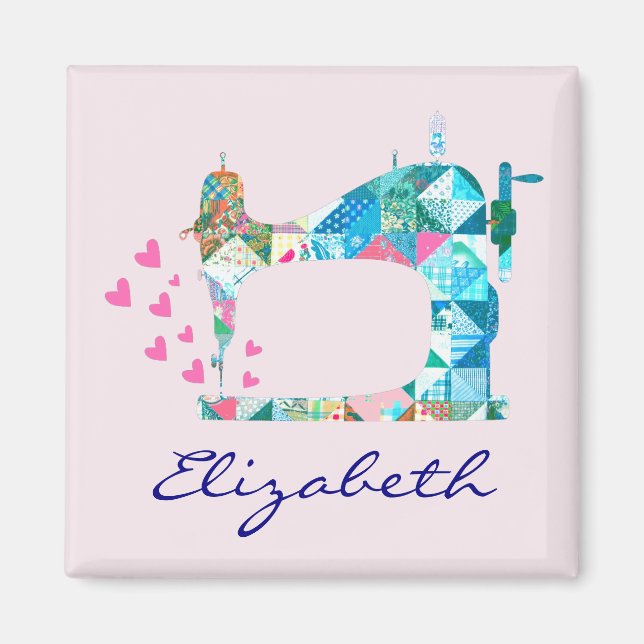 Personalized Quilting Sewing Machine Magnet (Front)