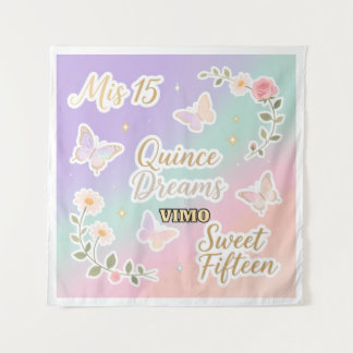 Personalized Quinceañera Photo Backdrop Tapestry