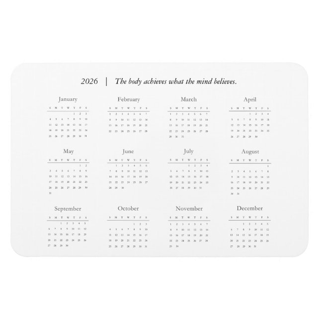 Personalized Quote 2026 Calendar Magent Magnet (Horizontal)