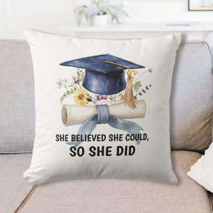 Personalized Quote and Name Floral Graduation Cushion