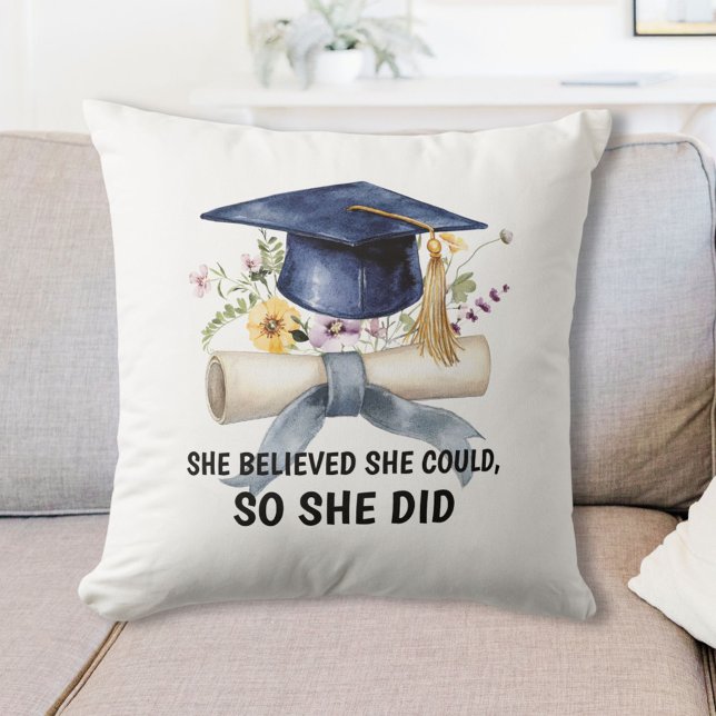 Personalized Quote and Name Floral Graduation Cushion (Creator Uploaded)