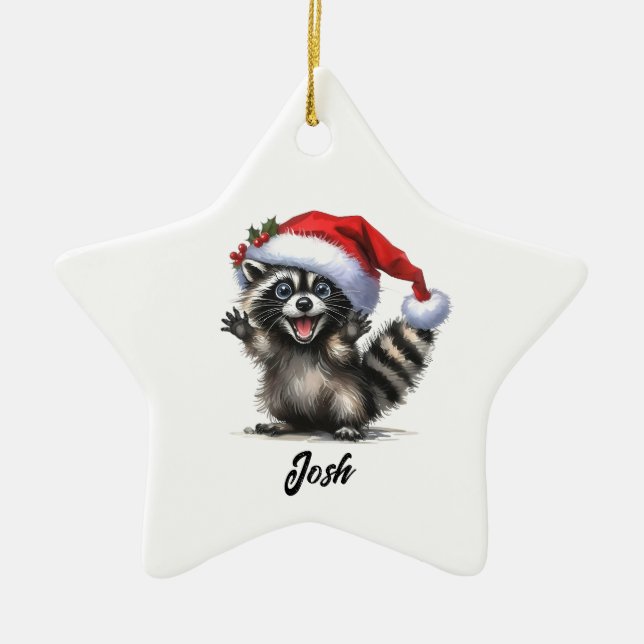 personalized raccoon cute ornament (Front)