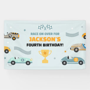 Personalized Race Car Theme Birthday Banner