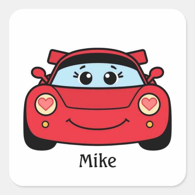Personalized Race Car Valentine Sticker (Front)