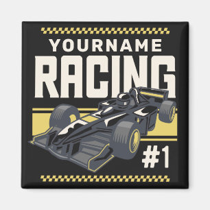 Personalized Racing Team Fast Race Car Driver  Magnet