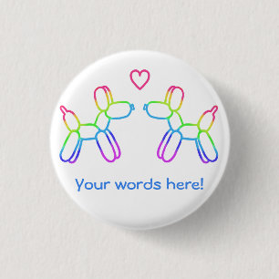 Personalized Rainbow Balloon Dogs in Love Button